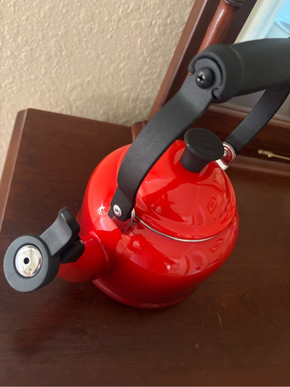 Le Creuset Demi Tea Kettle in the color Cerise (Cherry Red). ® - Picture 7 of 13